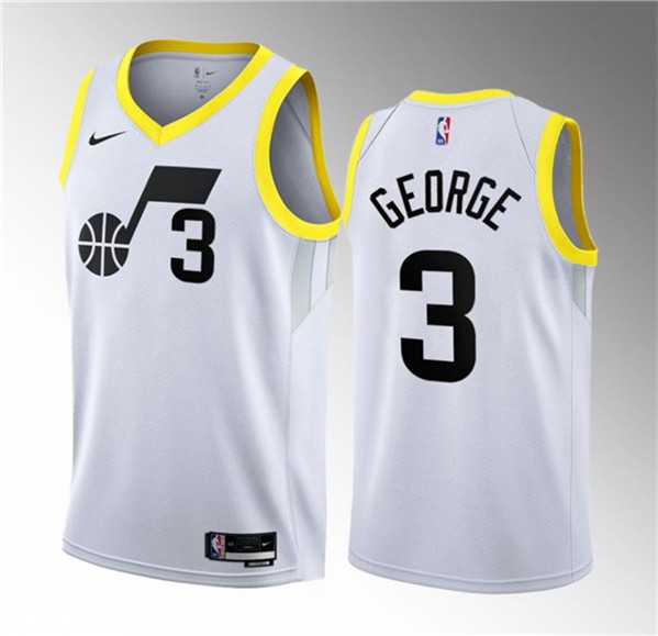 Mens Utah Jazz #3 Keyonte George White 2023 Draft Association Edition Stitched Basketball Jersey Dzhi